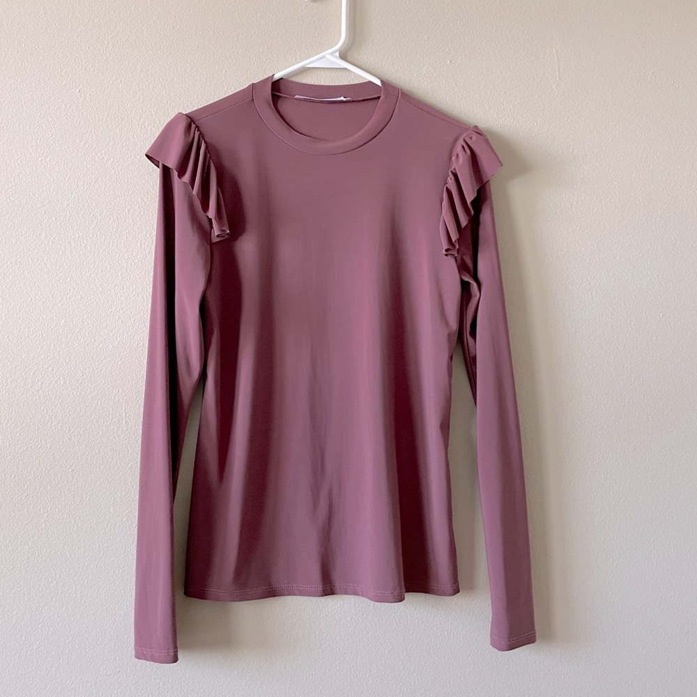Brigitte Brianna Shoulder Ruffle Top Shirt Medium
